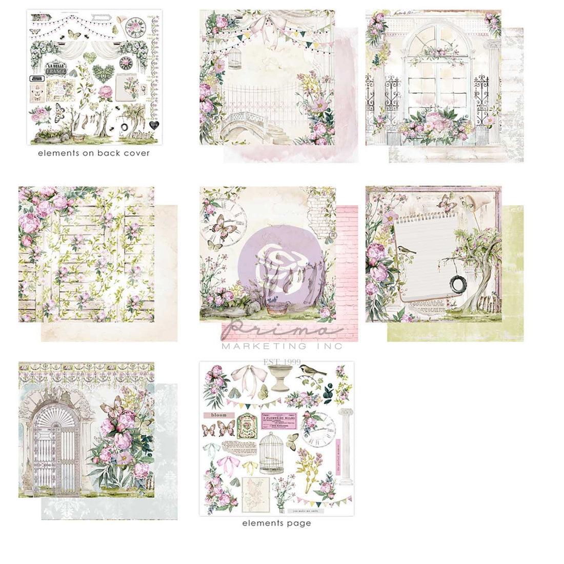 Prima SERENE PETALS PAPER PAD 12”X12” 14pc