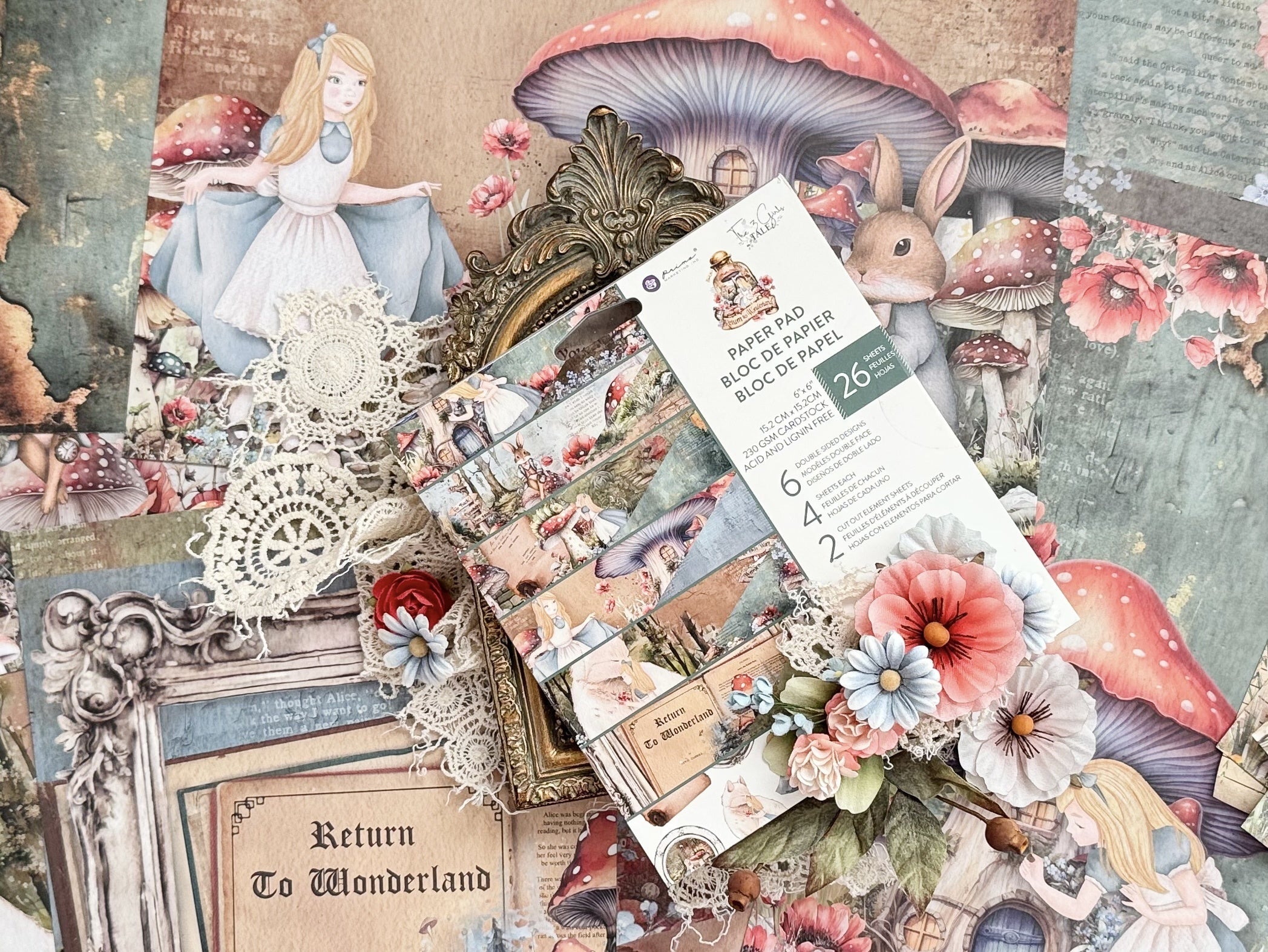 Prima RETURN TO WONDERLAND PAPER PAD 6”X6” 26pc
