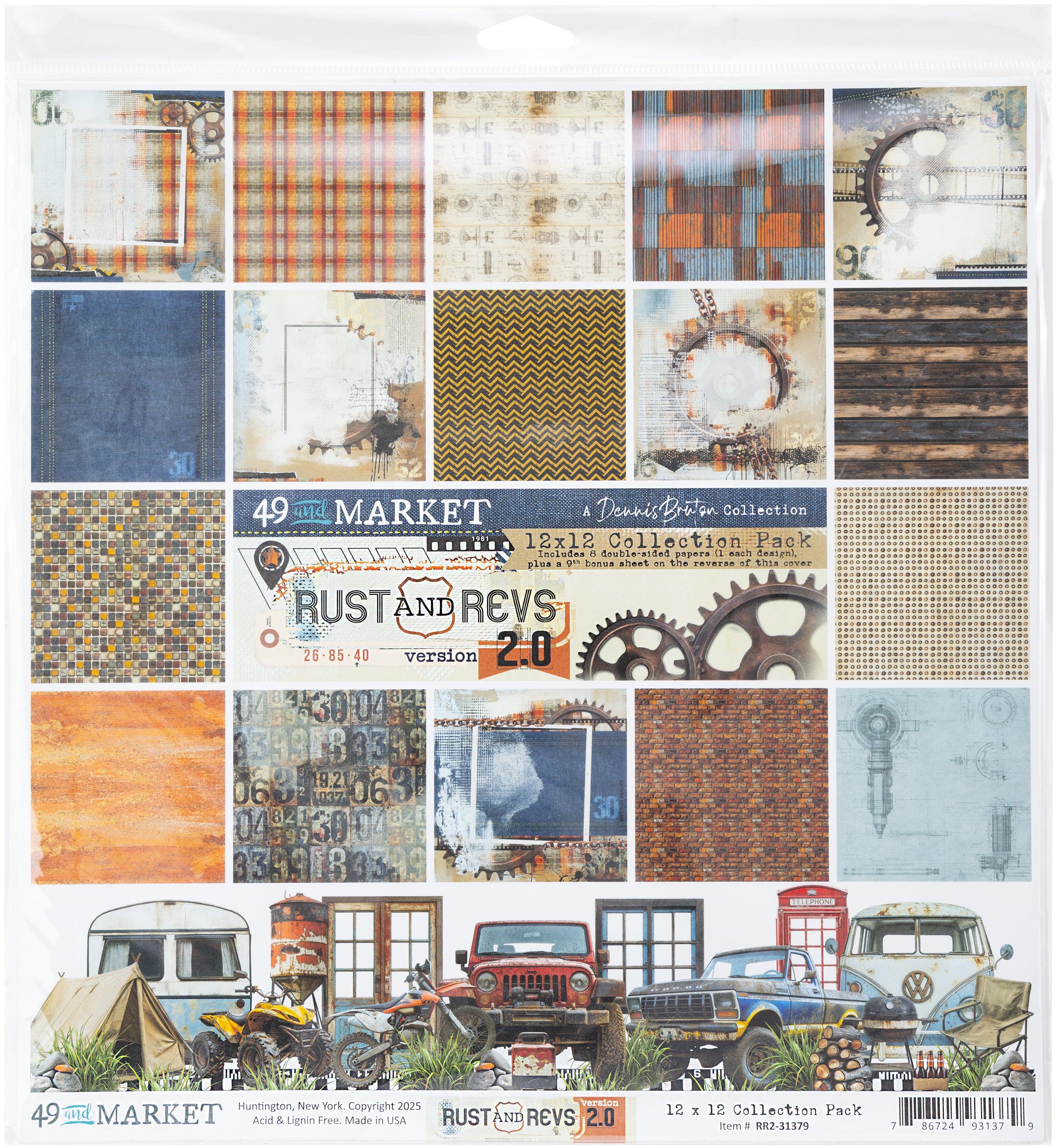 49 and Market RUST AND REVS 2.0 12”X12” Collection Paper Pack