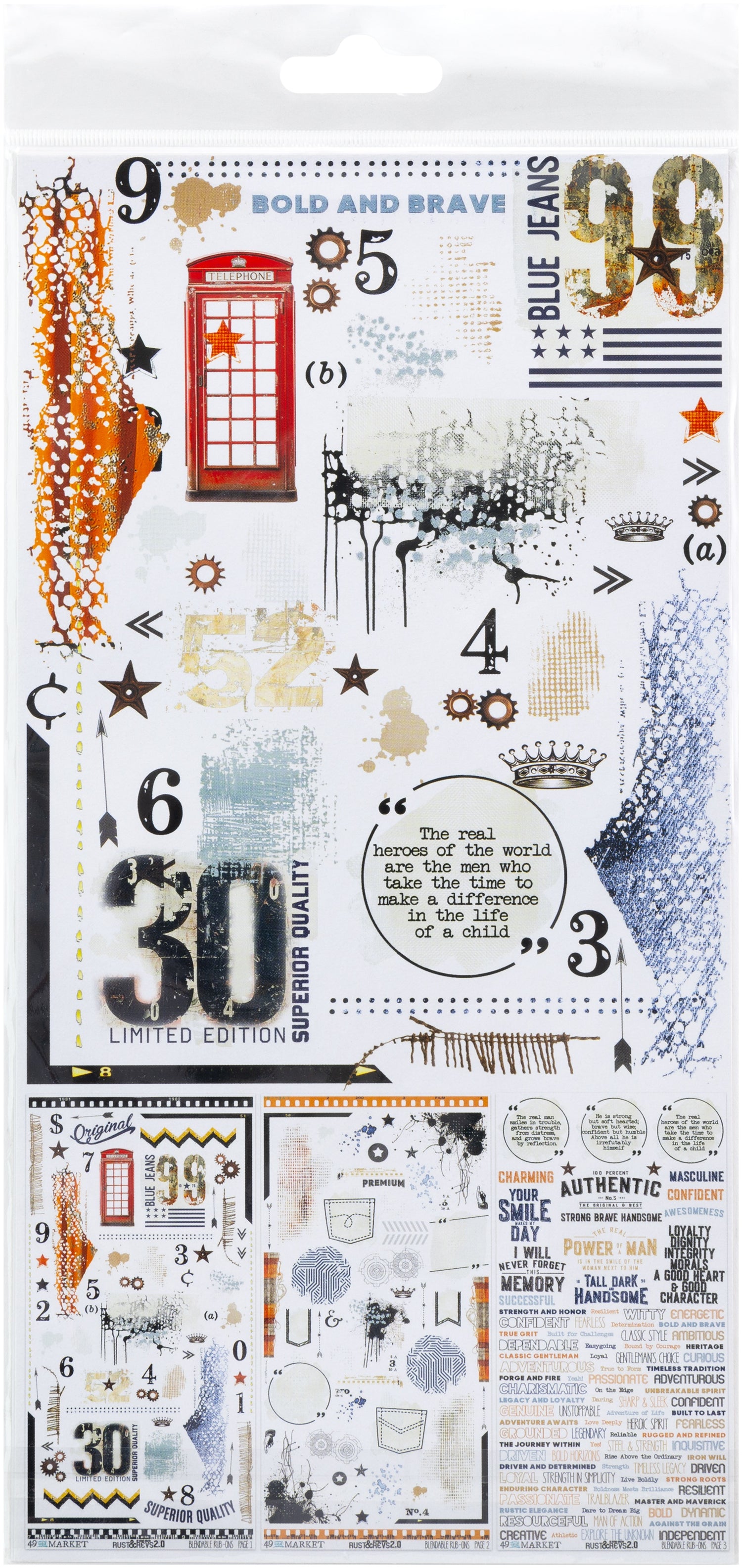 49 and Market RUST AND REVS 2.0 Rub-On Transfers