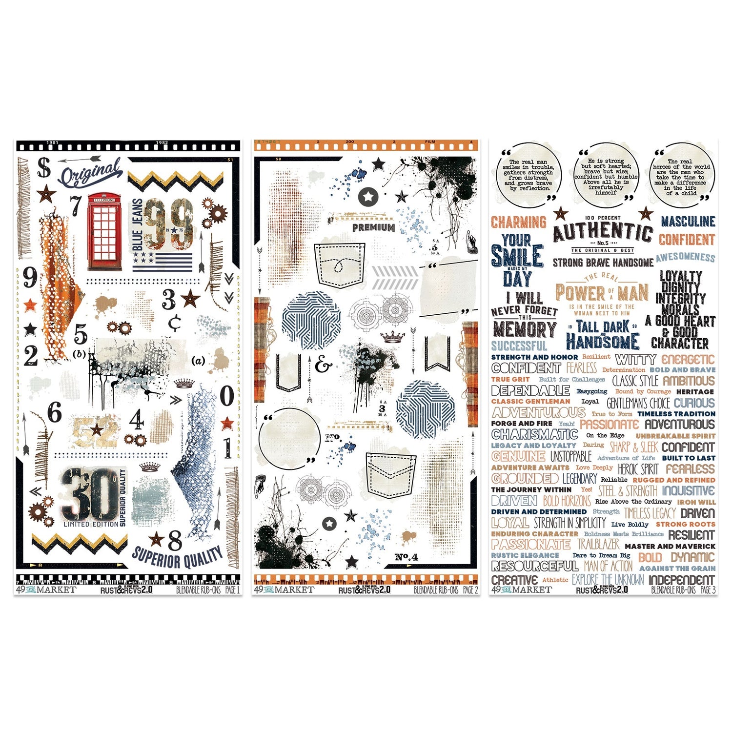 49 and Market RUST AND REVS 2.0 Rub-On Transfers