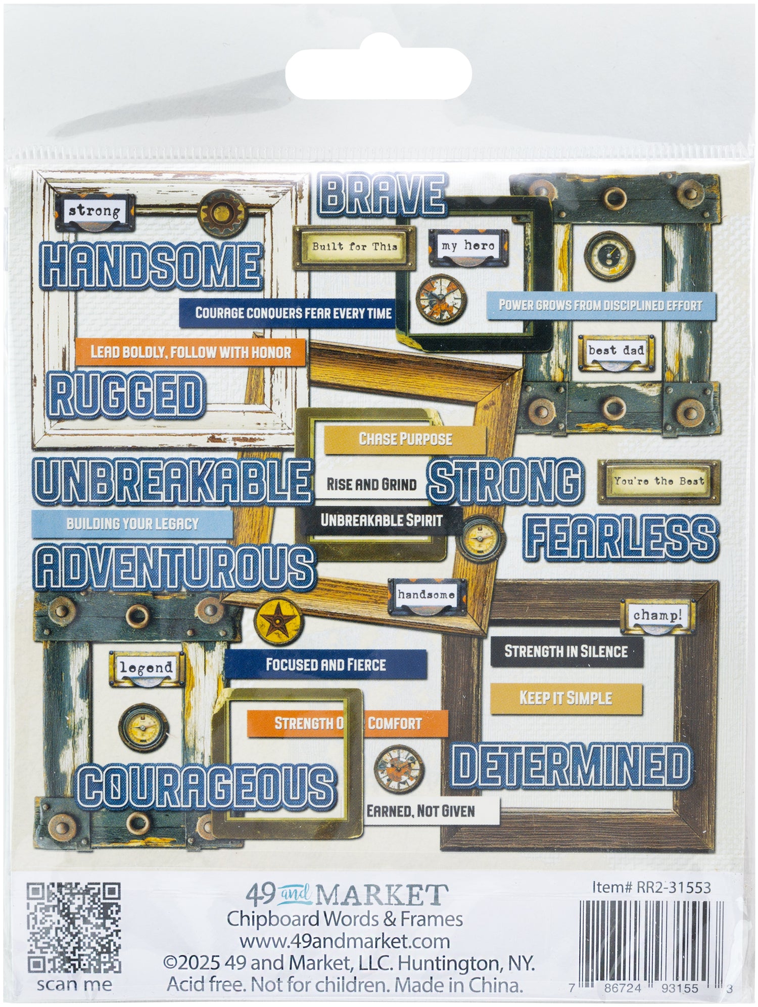 49 and Market RUST AND REVS 2.0 Chipboard Words & Frames