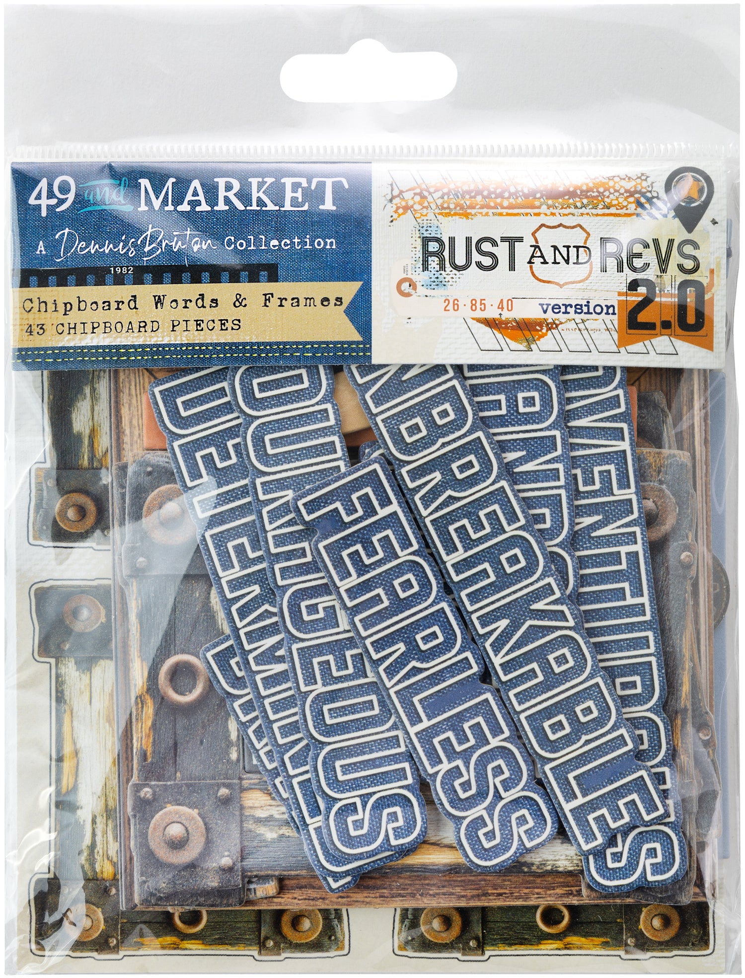 49 and Market RUST AND REVS 2.0 Chipboard Words & Frames