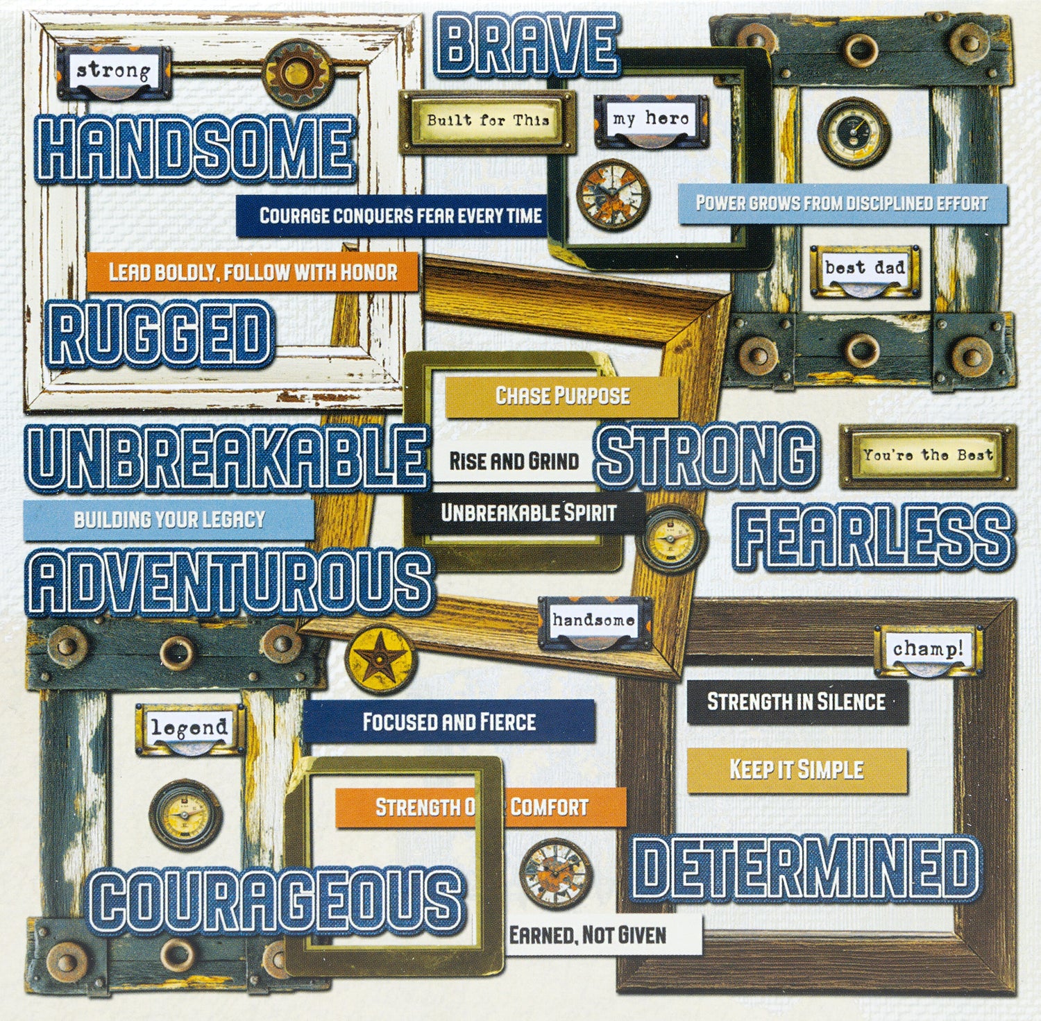 49 and Market RUST AND REVS 2.0 Chipboard Words & Frames