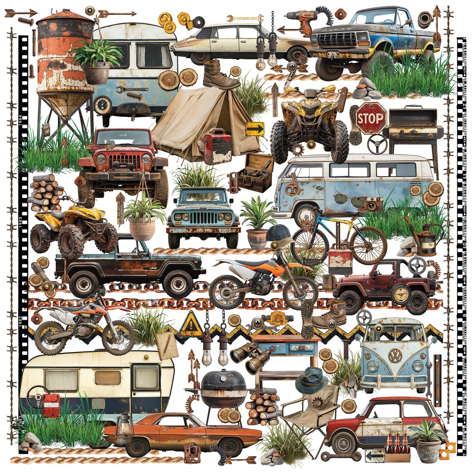 49 and Market RUST AND REVS 2.0 Laser Cut Elements