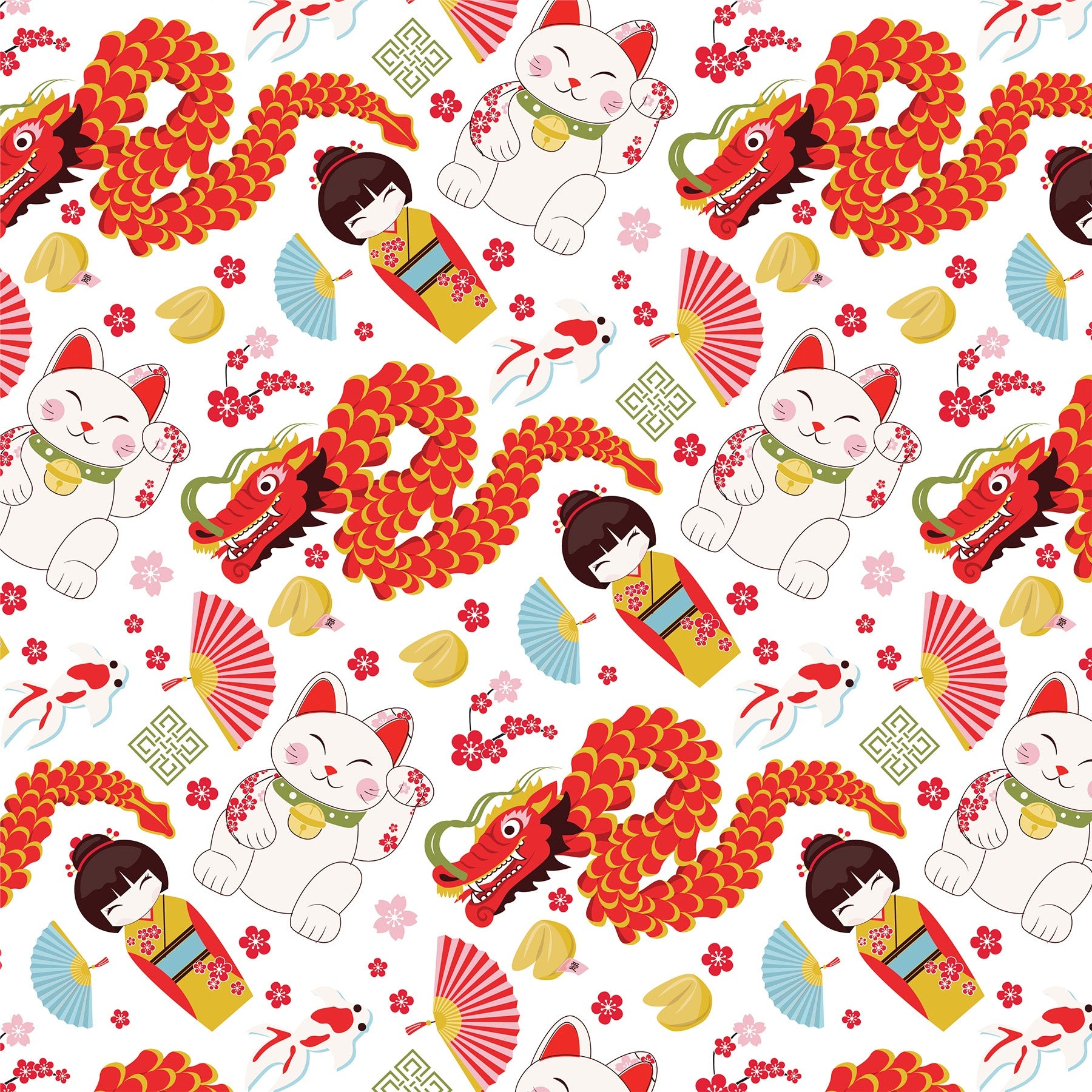 Photoplay LUCKY CAT 12”X12” Oriental Scrapbook Paper