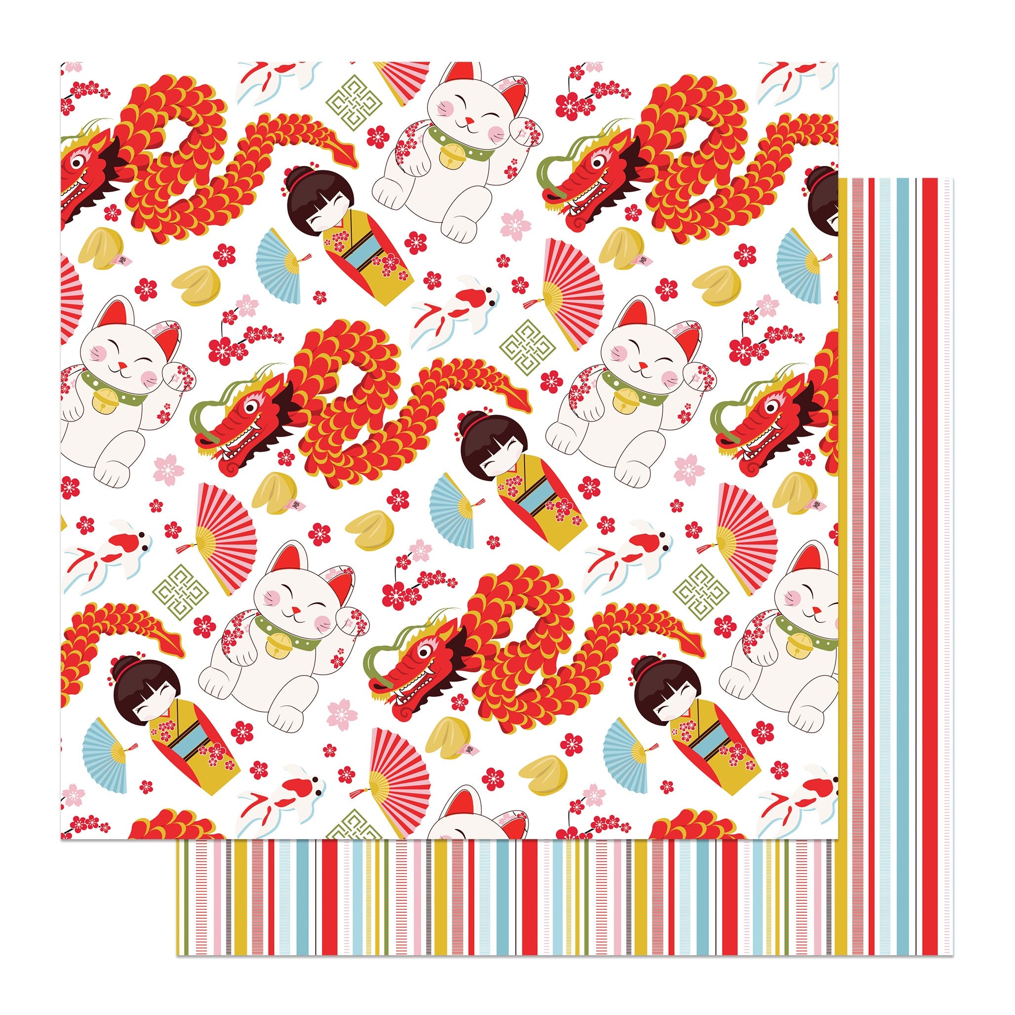 Photoplay LUCKY CAT 12”X12” Oriental Scrapbook Paper