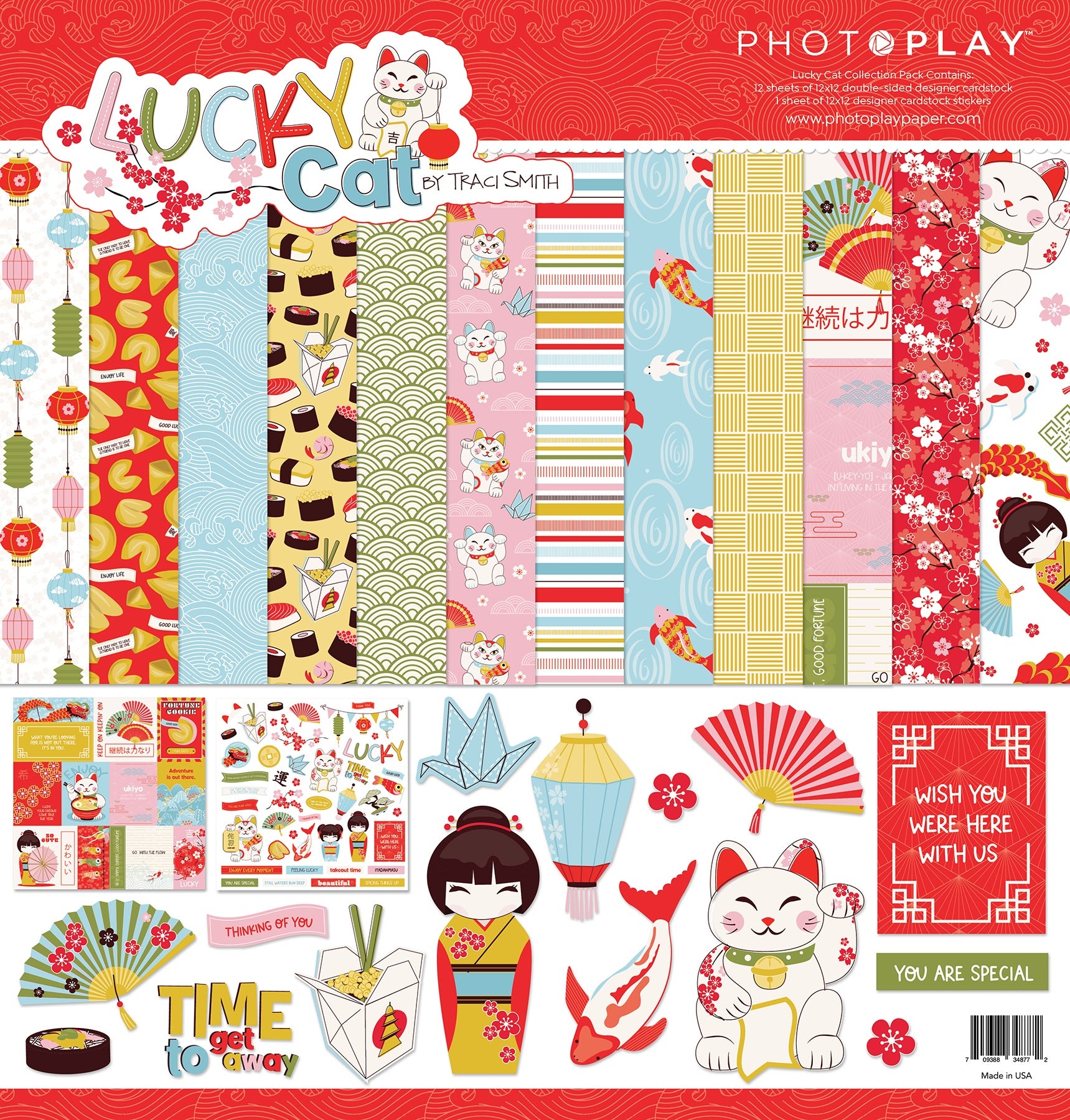 Photoplay LUCKY CAT 12”X12” Scrapbook Collection Pack