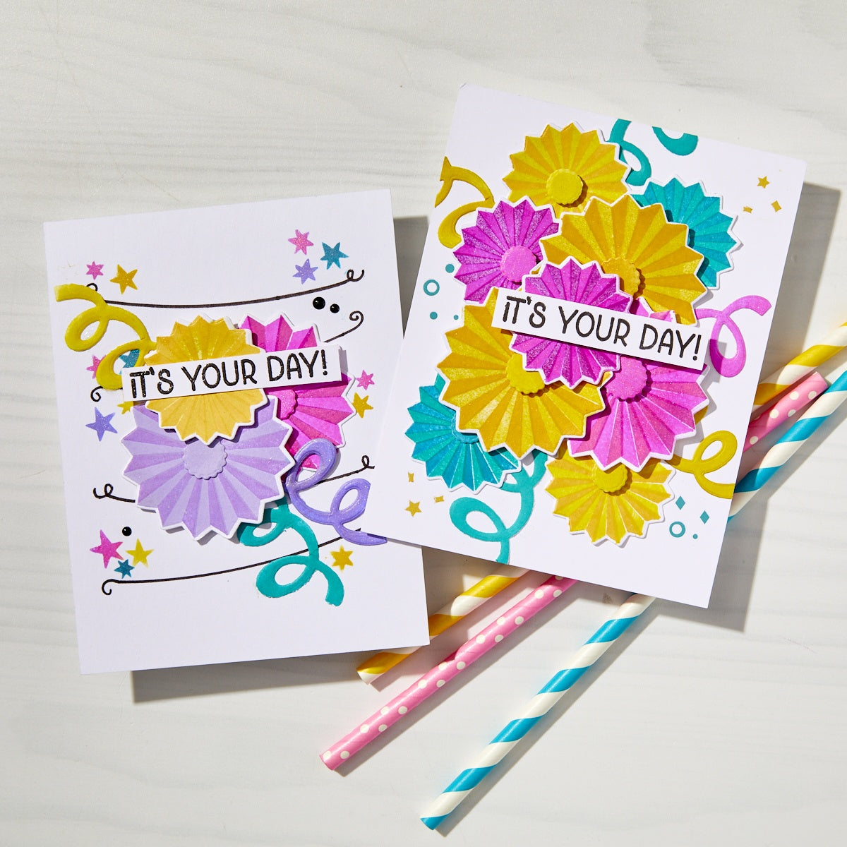 Hero Arts PARTY FANS BUNDLE Clear Stamp & Die Set