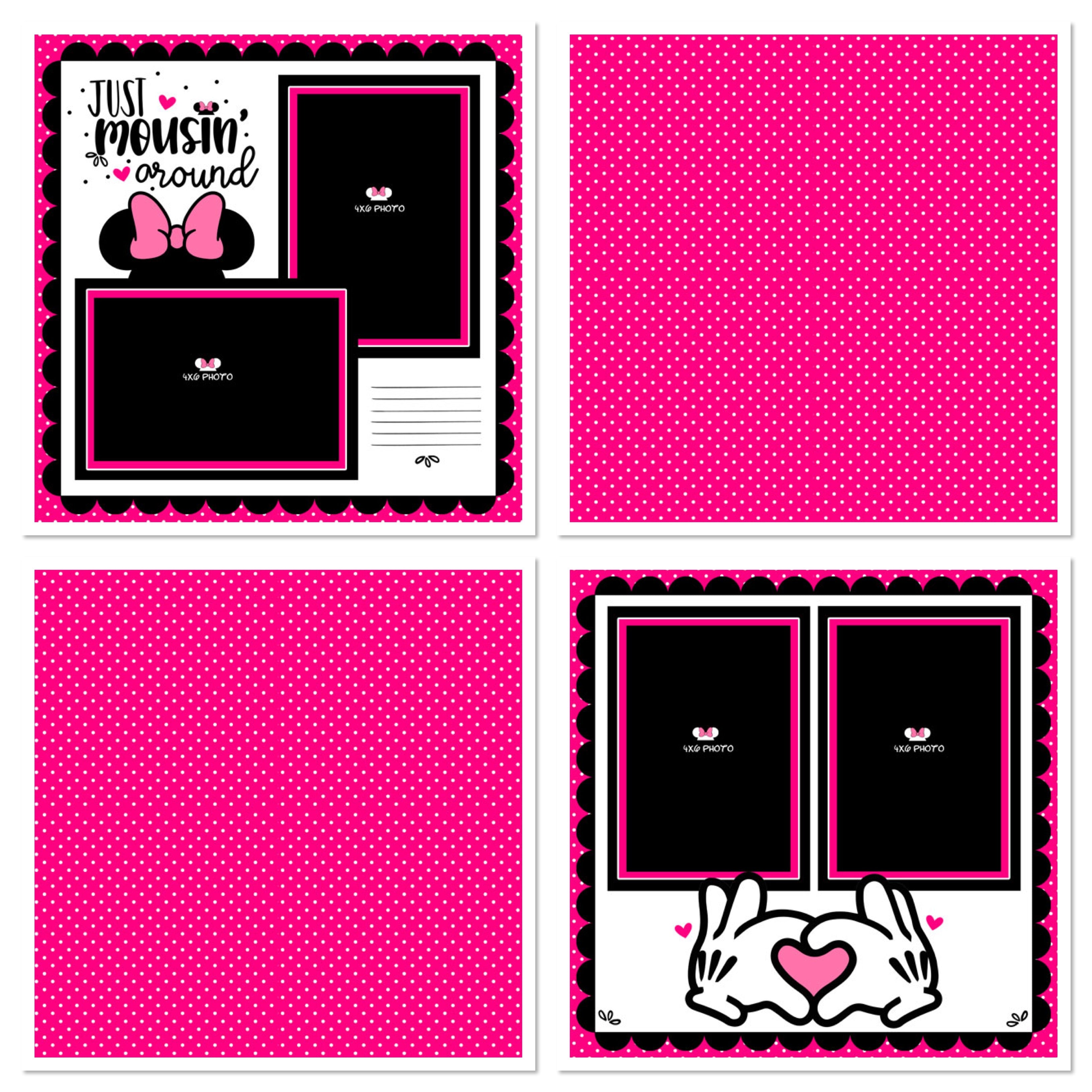 MOUSIN’ AROUND GIRL LAYOUT 12"X12" Scrapbook Paper Kit 4pc