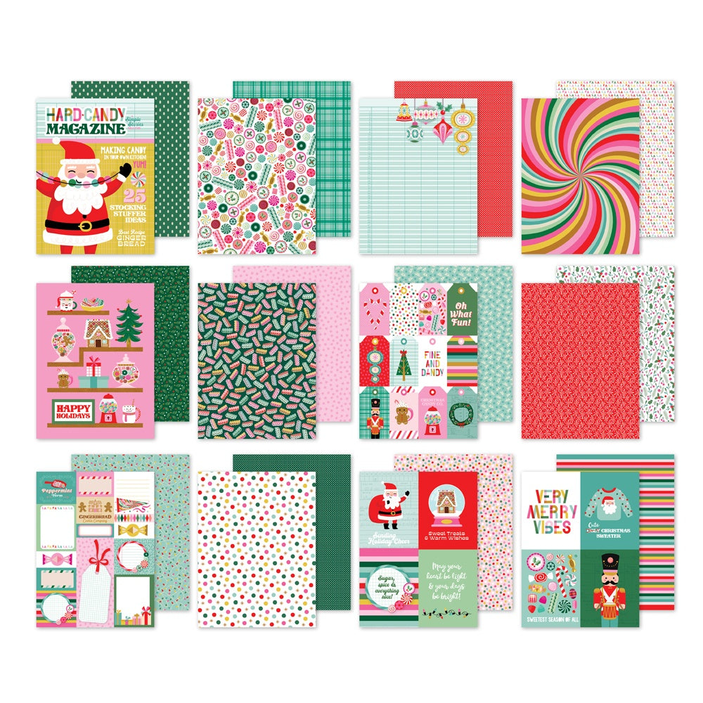 Collection of colorful stationery items with festive designs on a white background