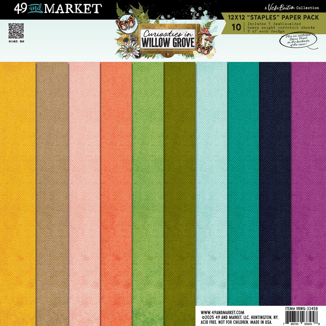 49 and Market Vicki Boutin CURIOSITIES IN WILLOW GROVE 12”X12” Staples Paper Pack