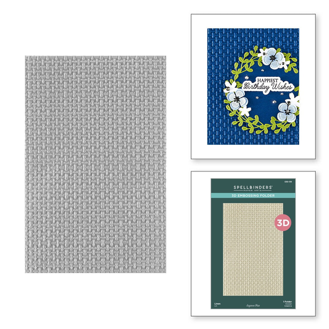 Spellbinders LINEN 3D Embossing Folder 5.5X8.5