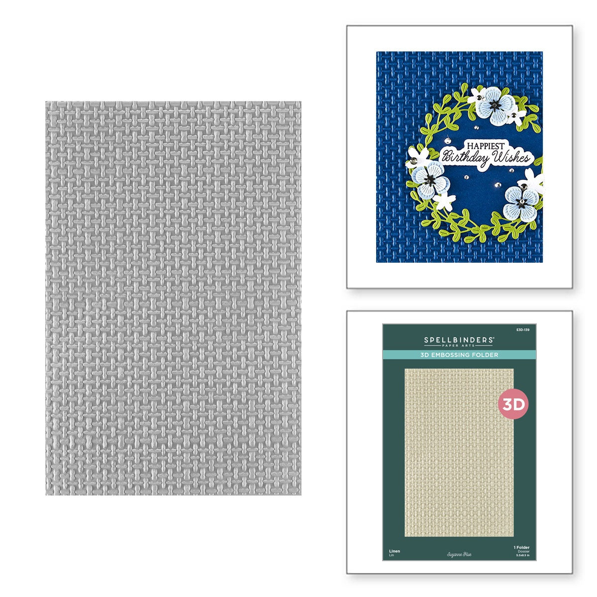 Spellbinders LINEN 3D Embossing Folder 5.5X8.5