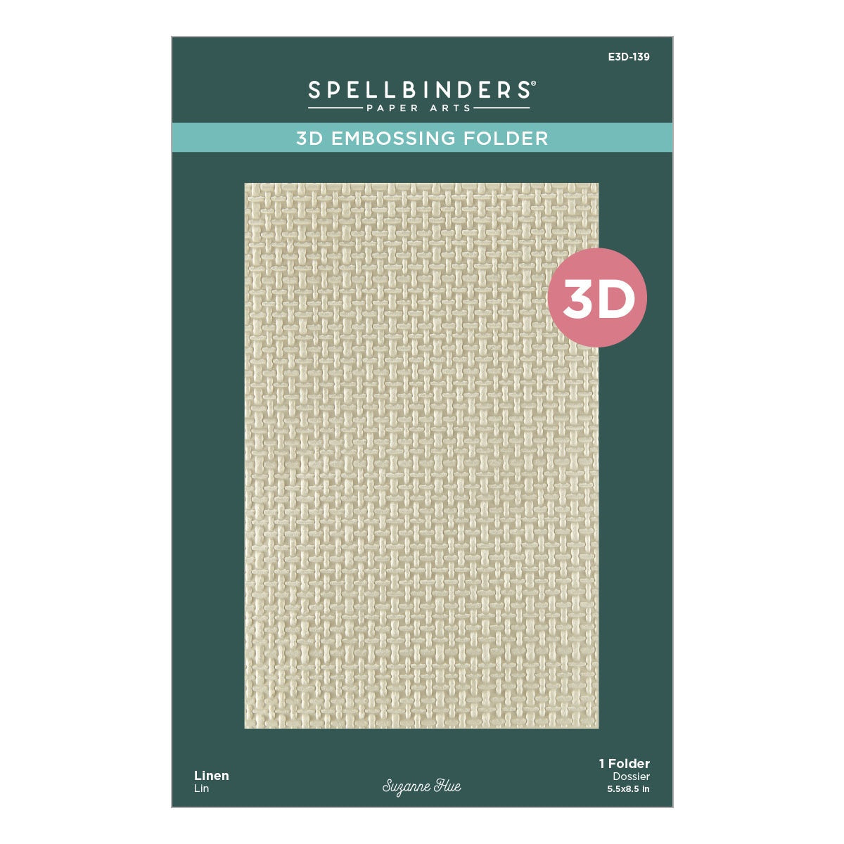 Spellbinders LINEN 3D Embossing Folder 5.5X8.5