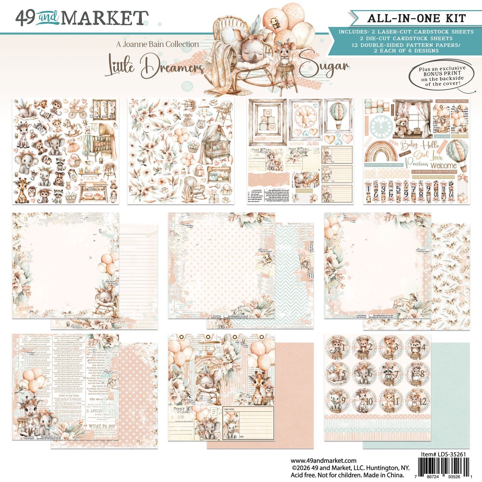 49 and Market LITTLE DREAMERS SUGAR 12”X12” All In One Kit 16pc