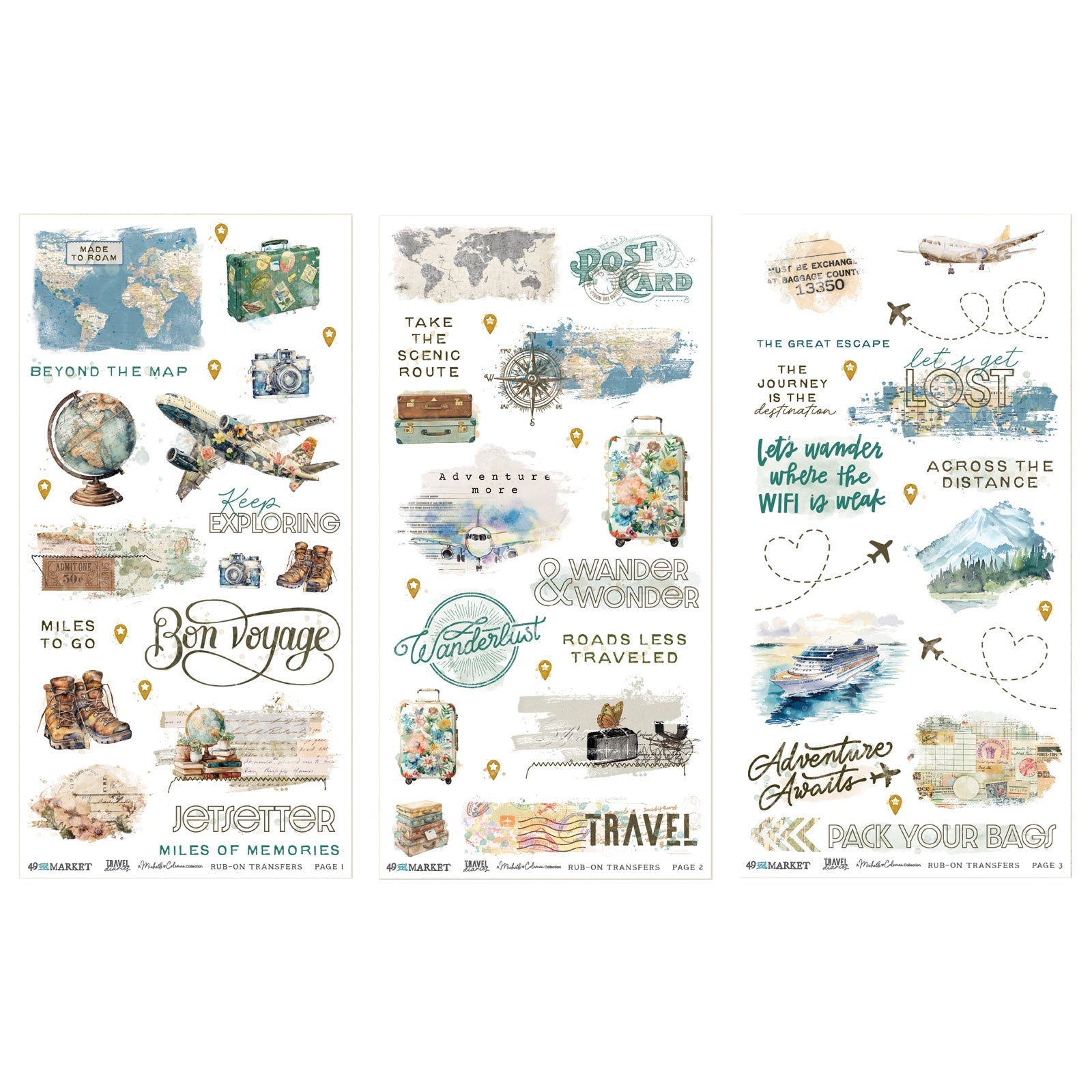 49 and Market TRAVEL DIARIES Rub On Transfer Set