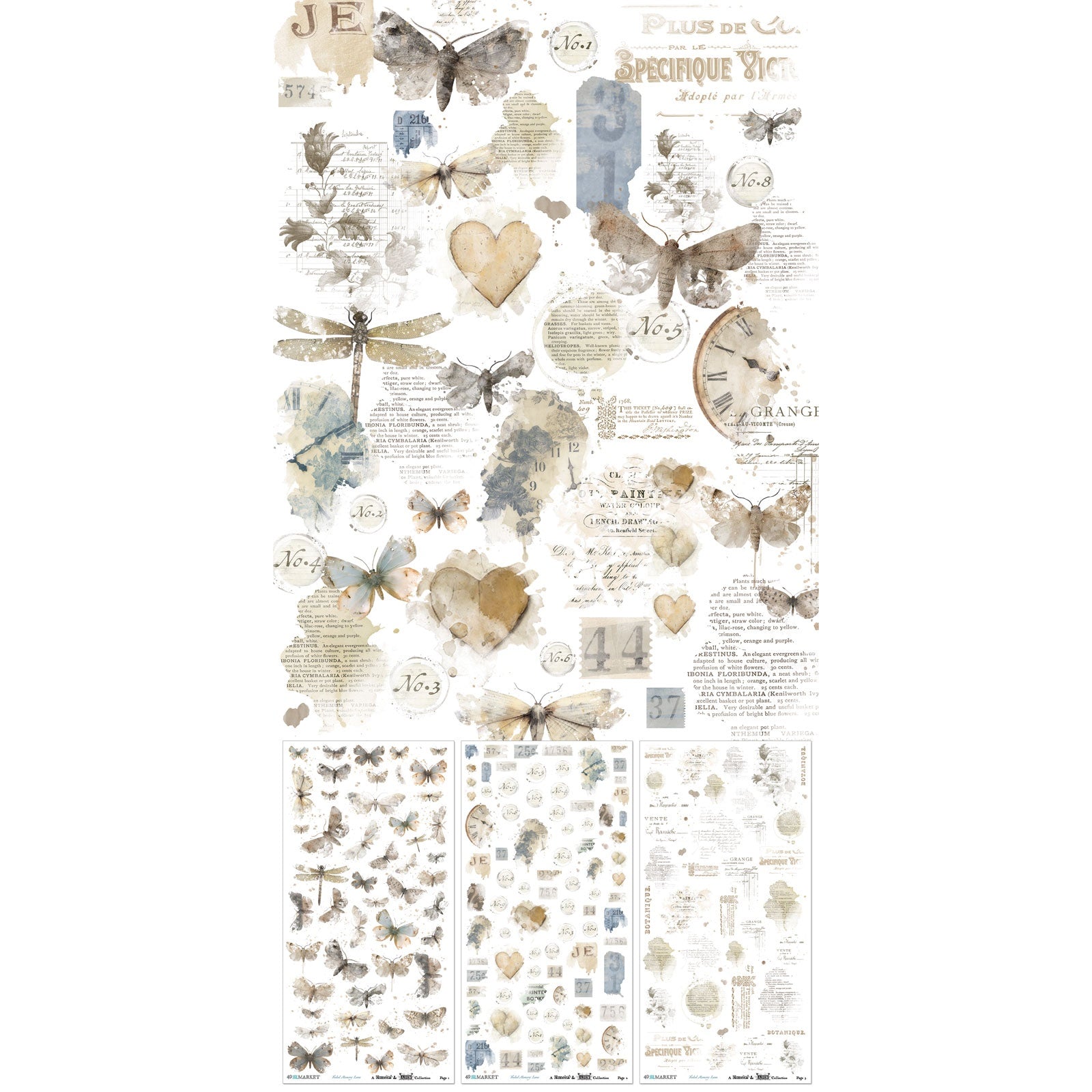 49 and Market FADED MEMORY LANE Rub-On Transfers