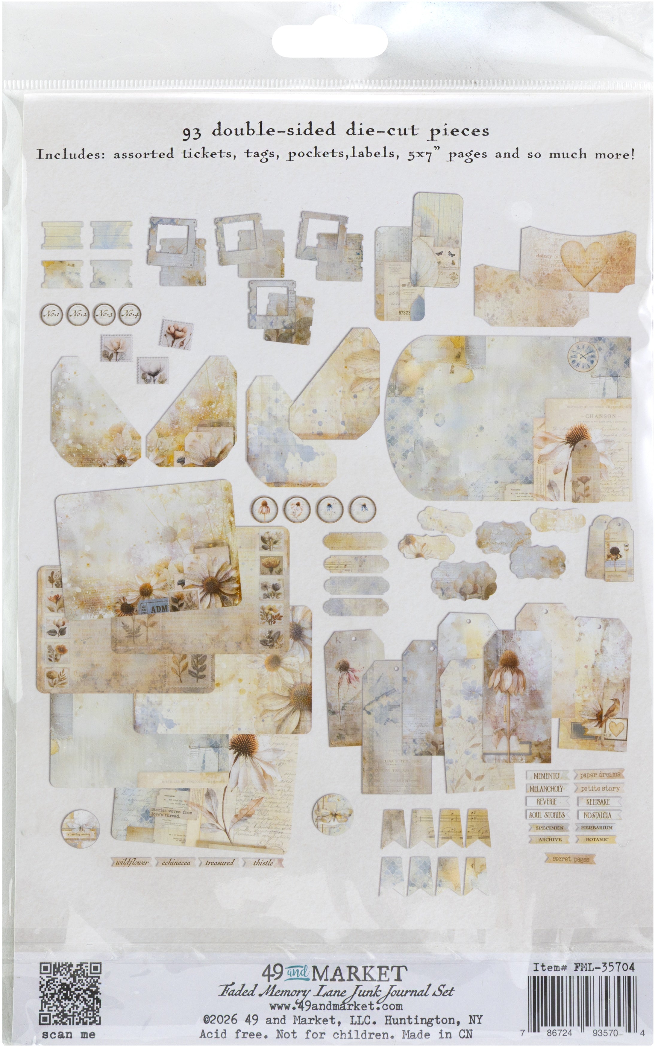 49 and Market FADED MEMORY LANE Junk Journal Set 93pc