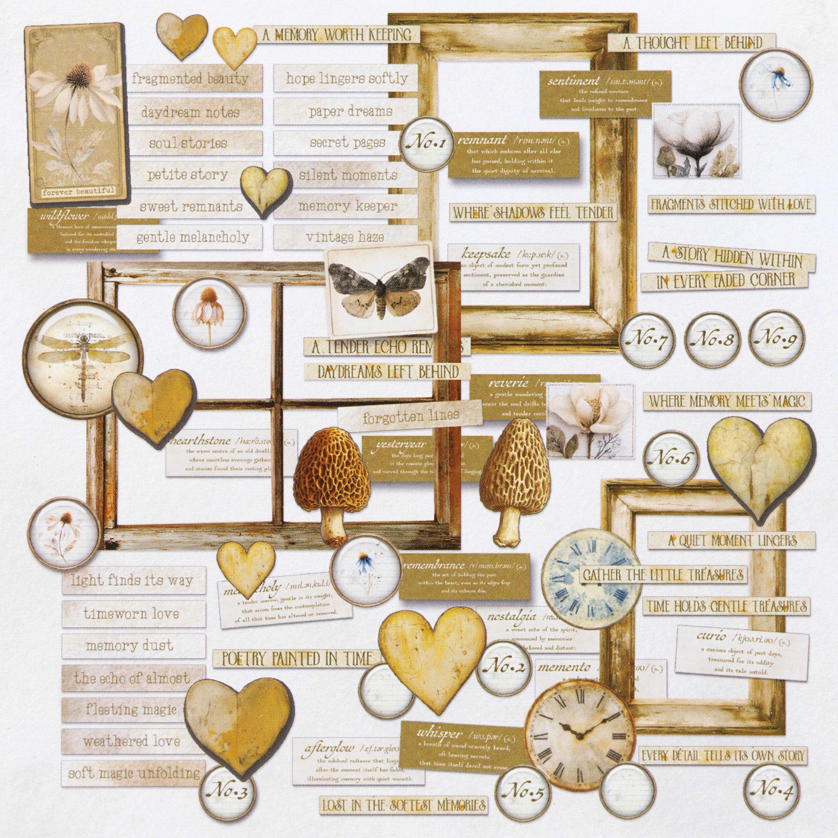 49 and Market FADED MEMORY LANE Chipboard Set 84pc