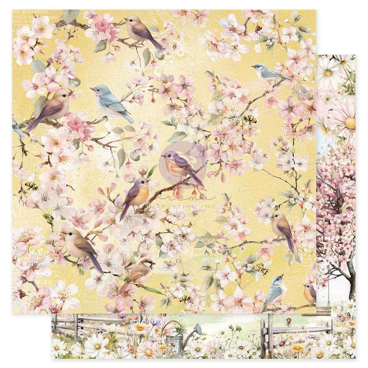 Prima Among The Wildflowers BIRDSONG IN BLOOM 12”X12” Scrapbook Paper