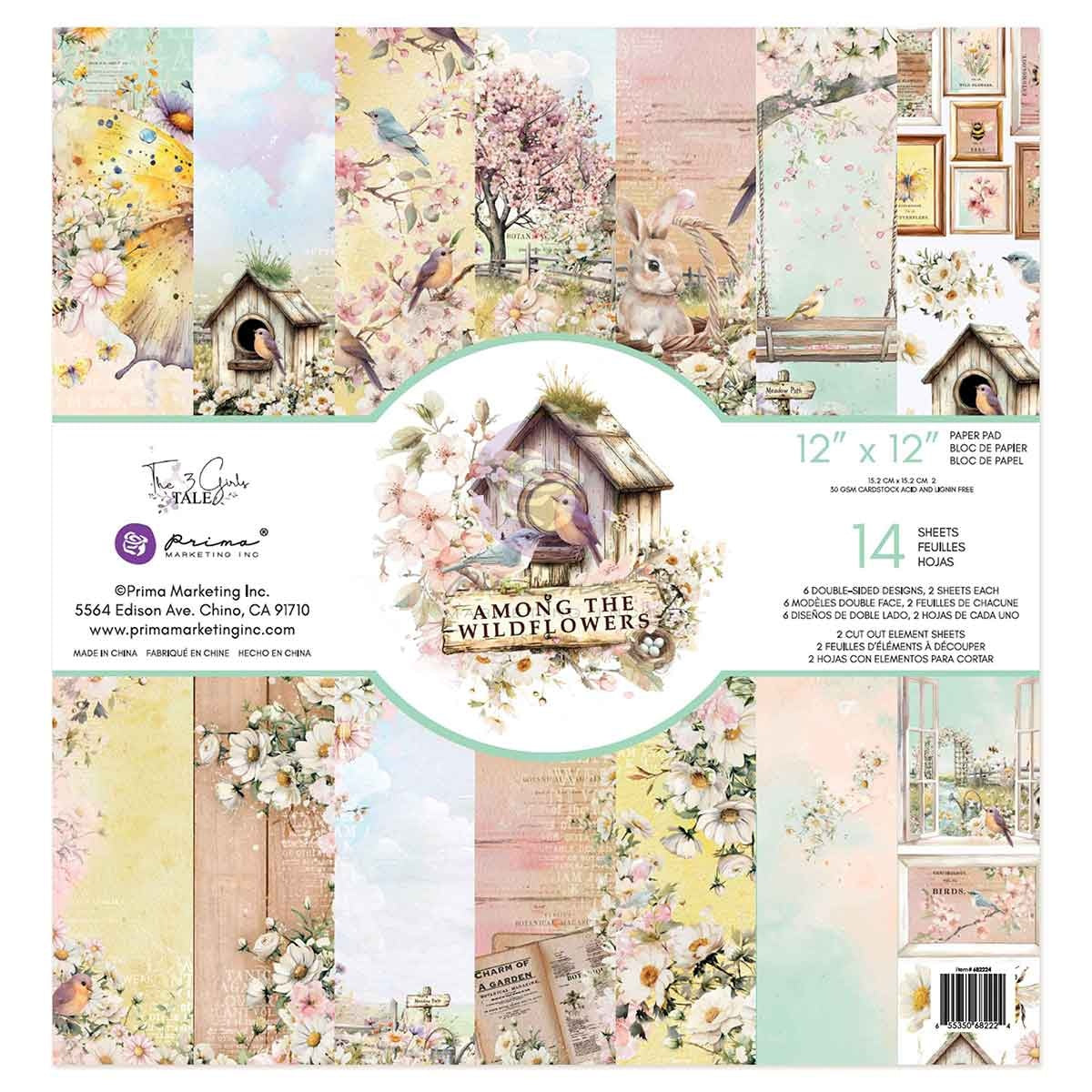 Prima AMONG THE WILDFLOWERS 12”X12” Paper Pad 14 Sheets