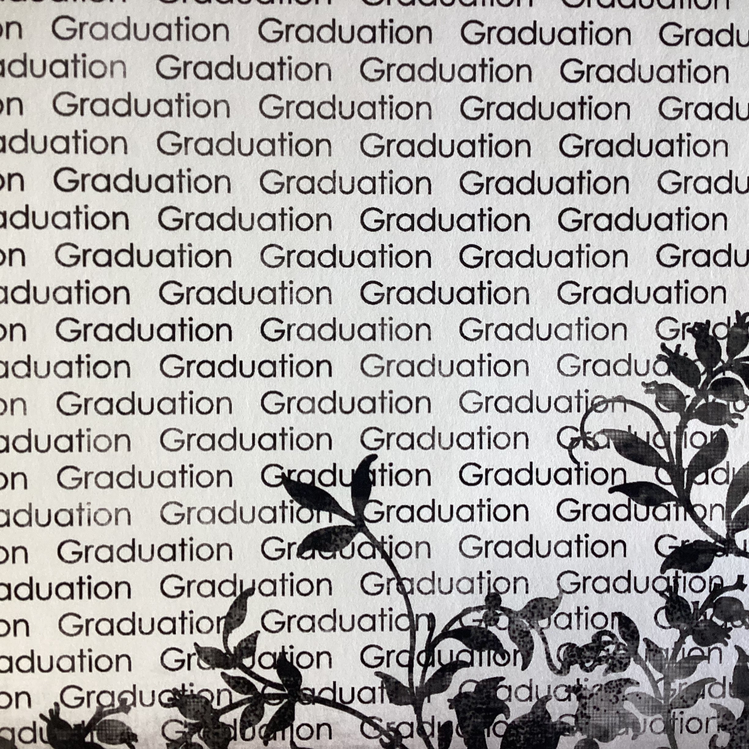 GRADUATION FLORAL RIGHT BLACK School 12"X12" Scrapbook Paper
