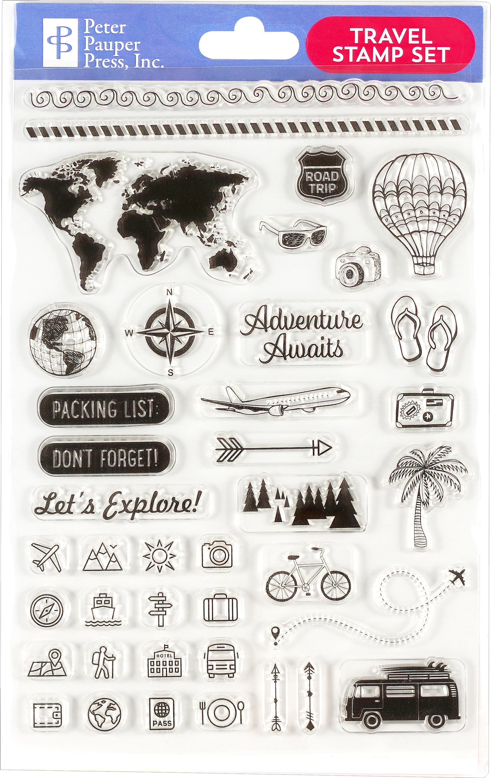 Peter Pauper TRAVEL Clear Silicone Stamp Set