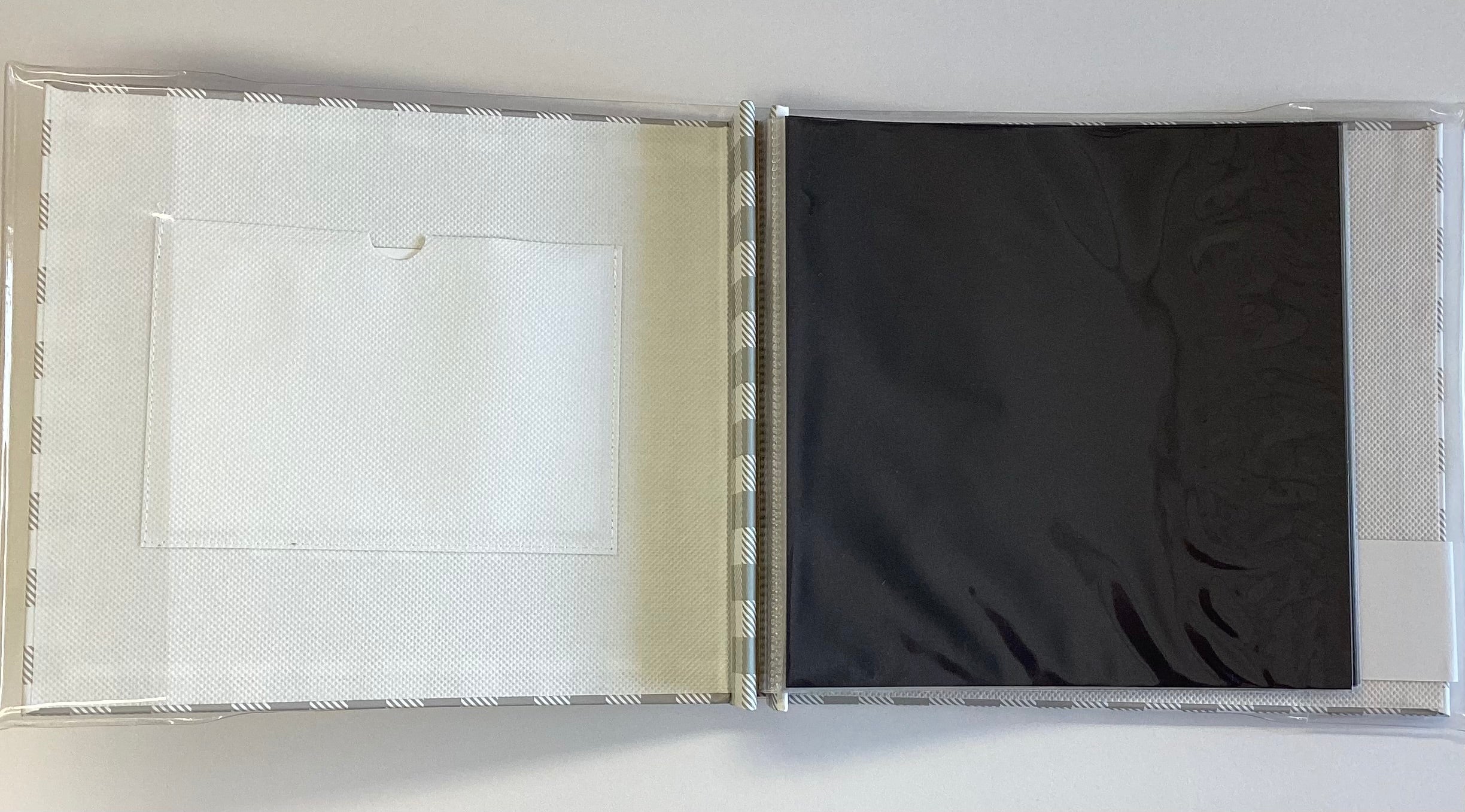 Postbound Album GRAY WHITE PLAID Frame 8"X8" Scrapbook Memory Book