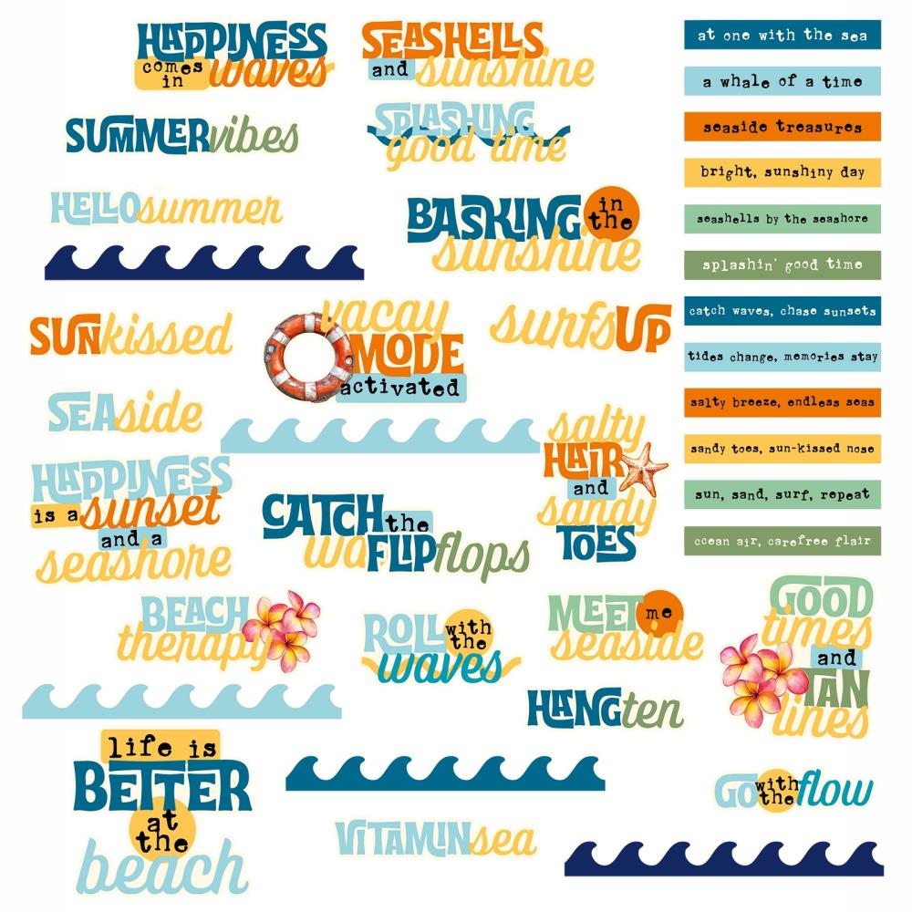 49 and Market BEACH VIBES Chipboard Words 39pc