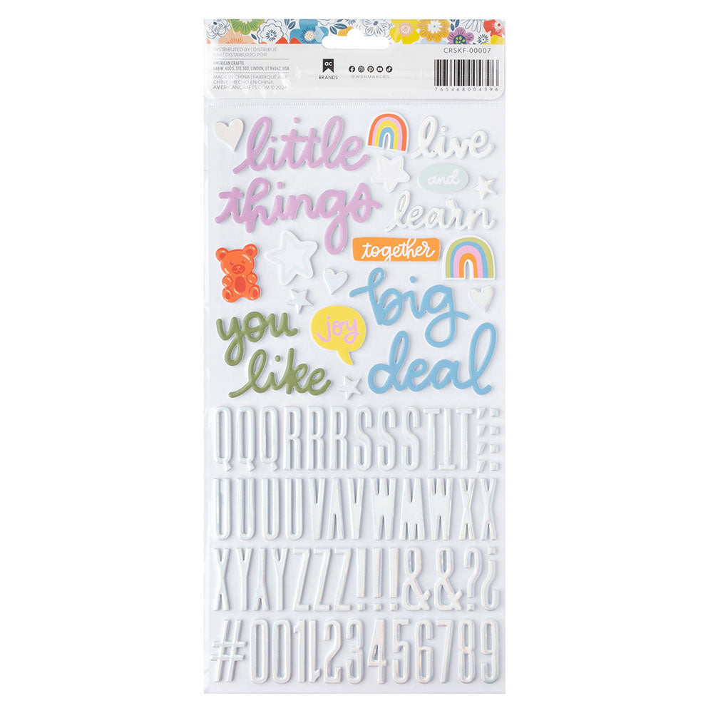 Thickers Shimelle LIVE THE DREAM Foil Foam Phrase Stickers