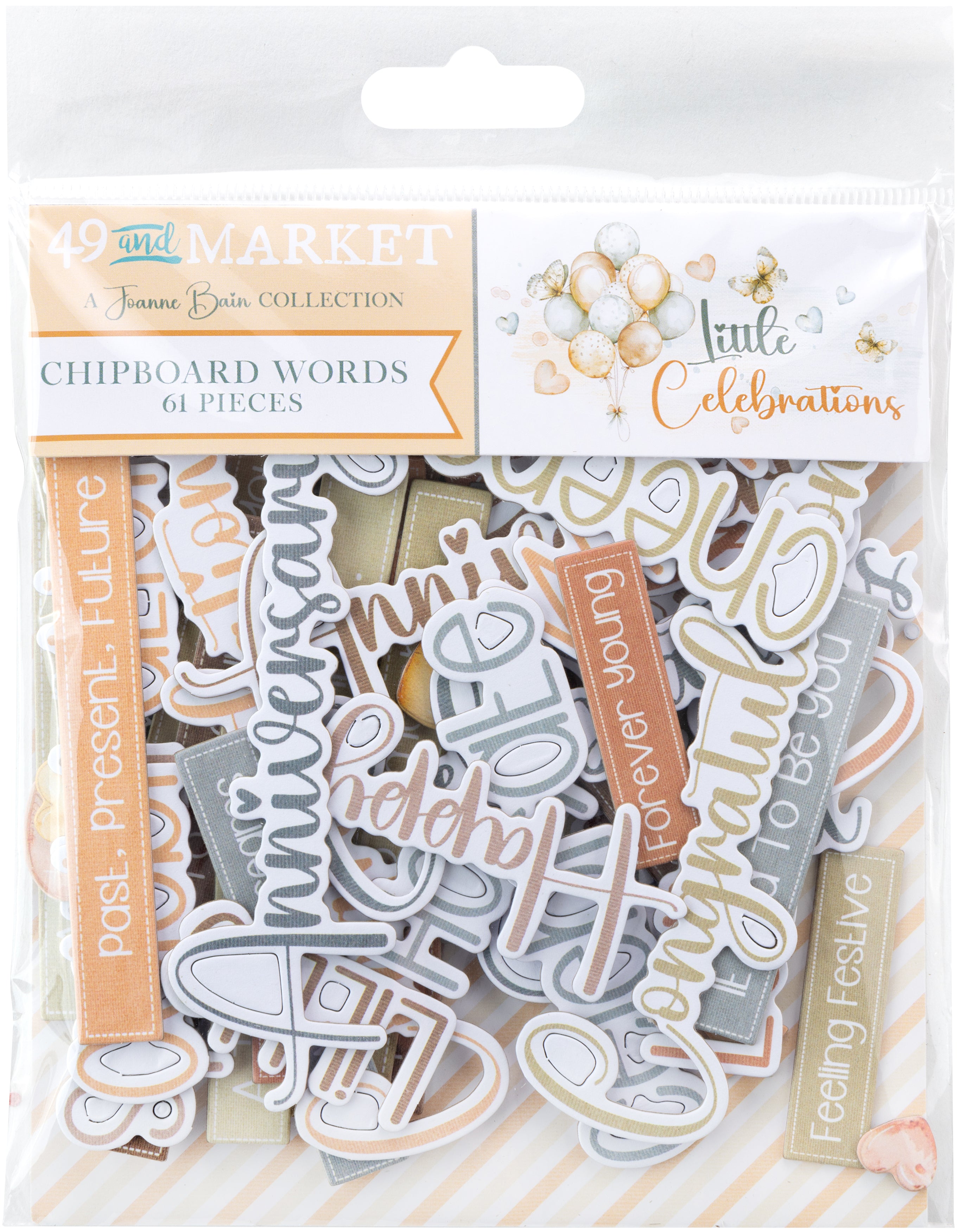 49 and Market LITTLE CELEBRATIONS Chipboard Words 61pc