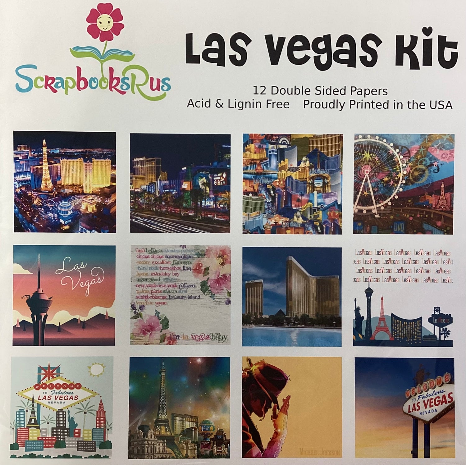 Scrapbooksrus LAS VEGAS KIT 12pc 12"x12" Scrapbook Paper