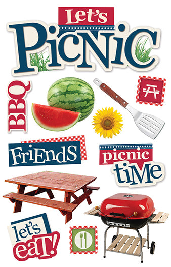 Paper House LET’S PICNIC 3D Stickers 12pc