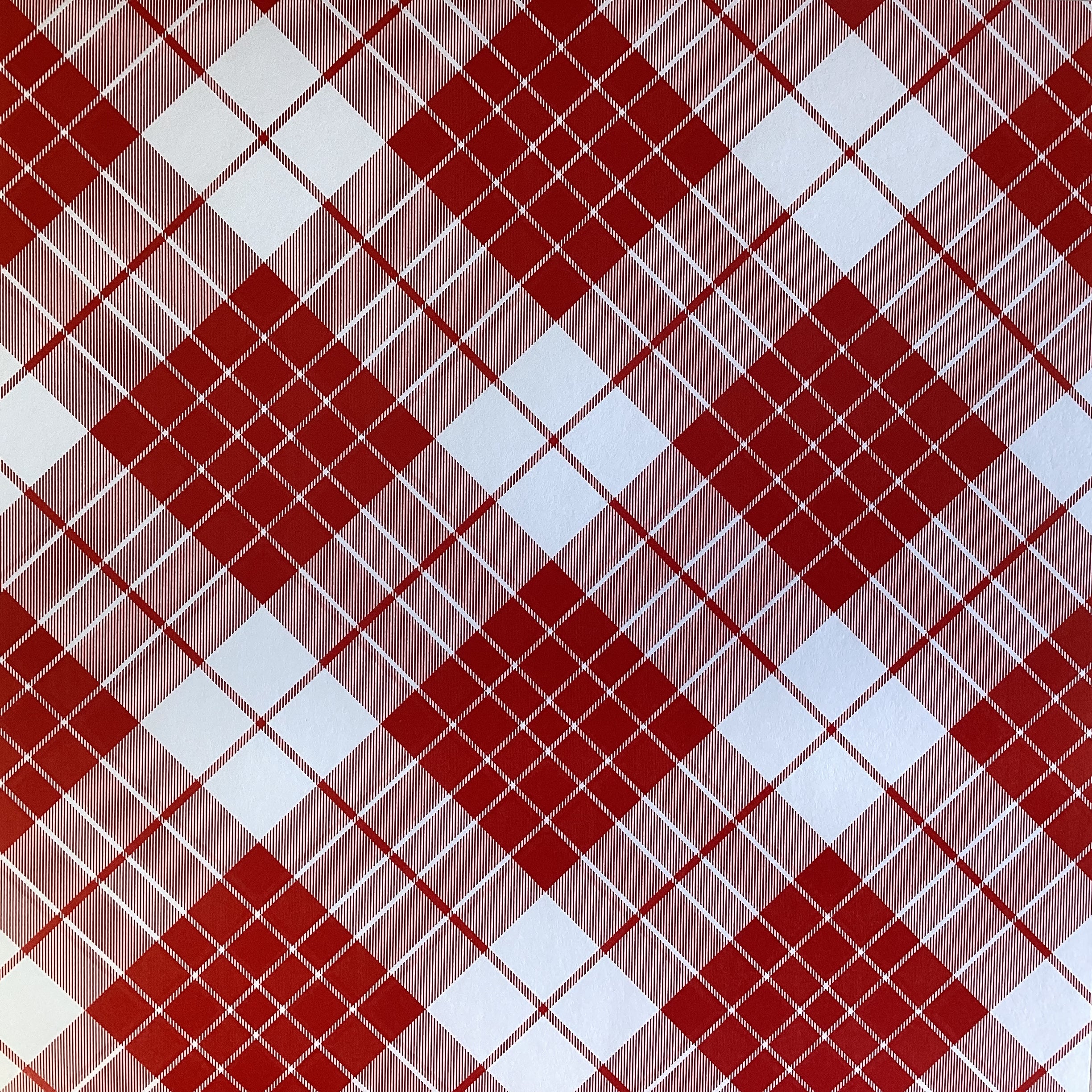 INITIAL PLAID Red White 12”X12” Scrapbook Paper