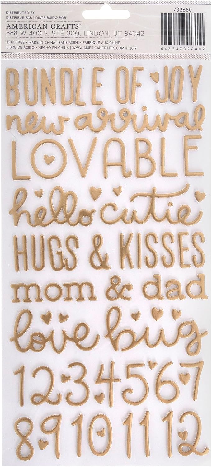 Thickers Pebbles Night Night GOLDIE Puffy Phrase Stickers 151pc