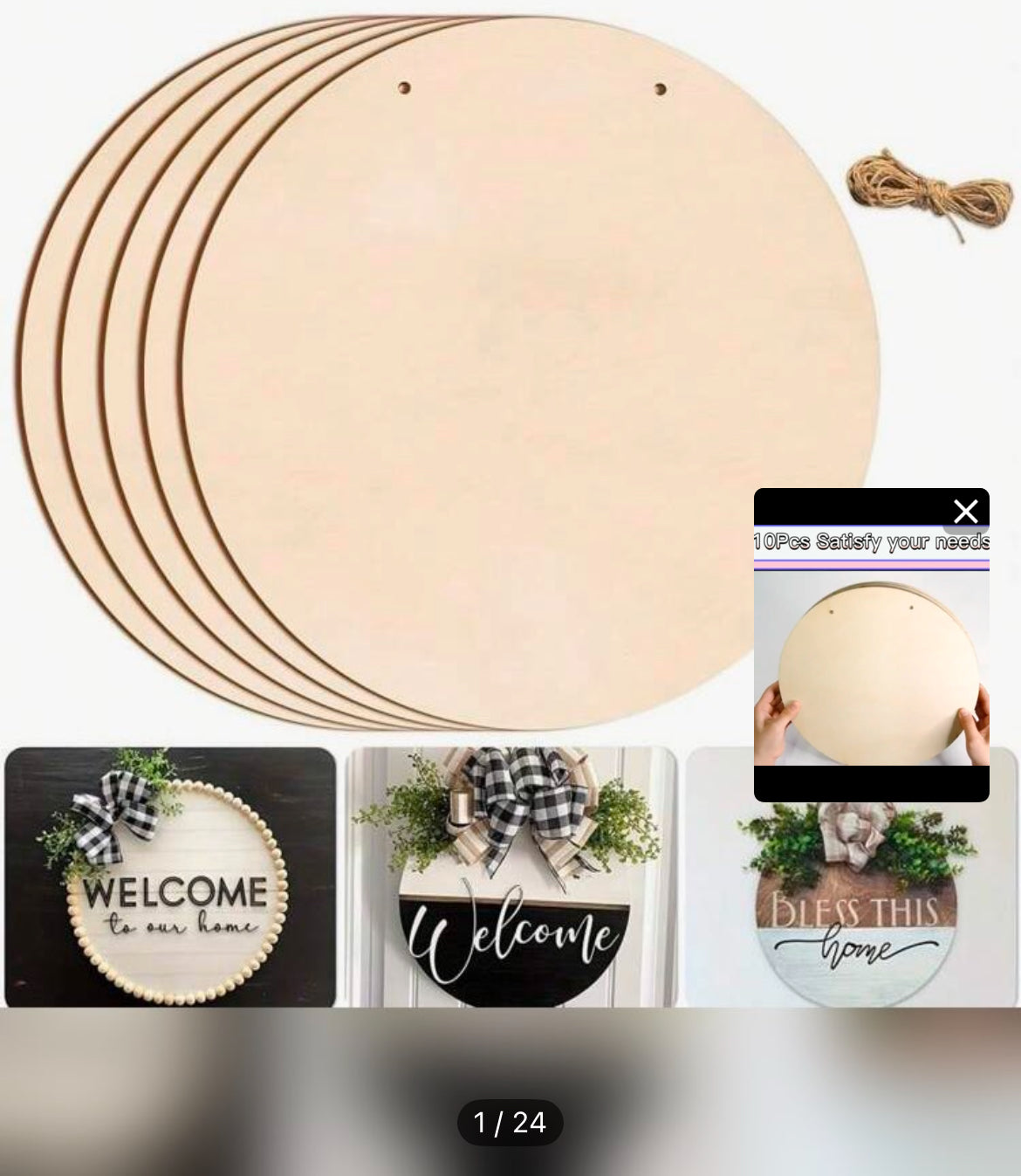 Scrapbooksrus 12” WOOD CIRCLE SIGN Hanging Round Home Decor