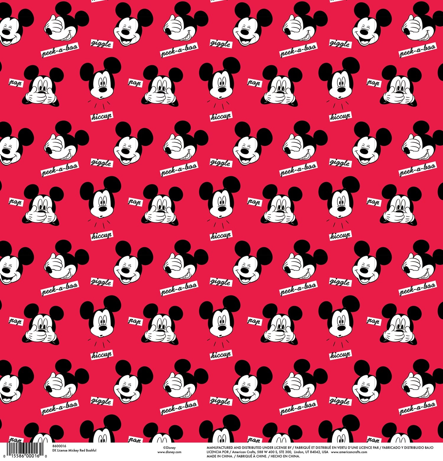 Disney Ek Success MICKEY MOUSE & FRIENDS 12X12 Scrapbook Paper