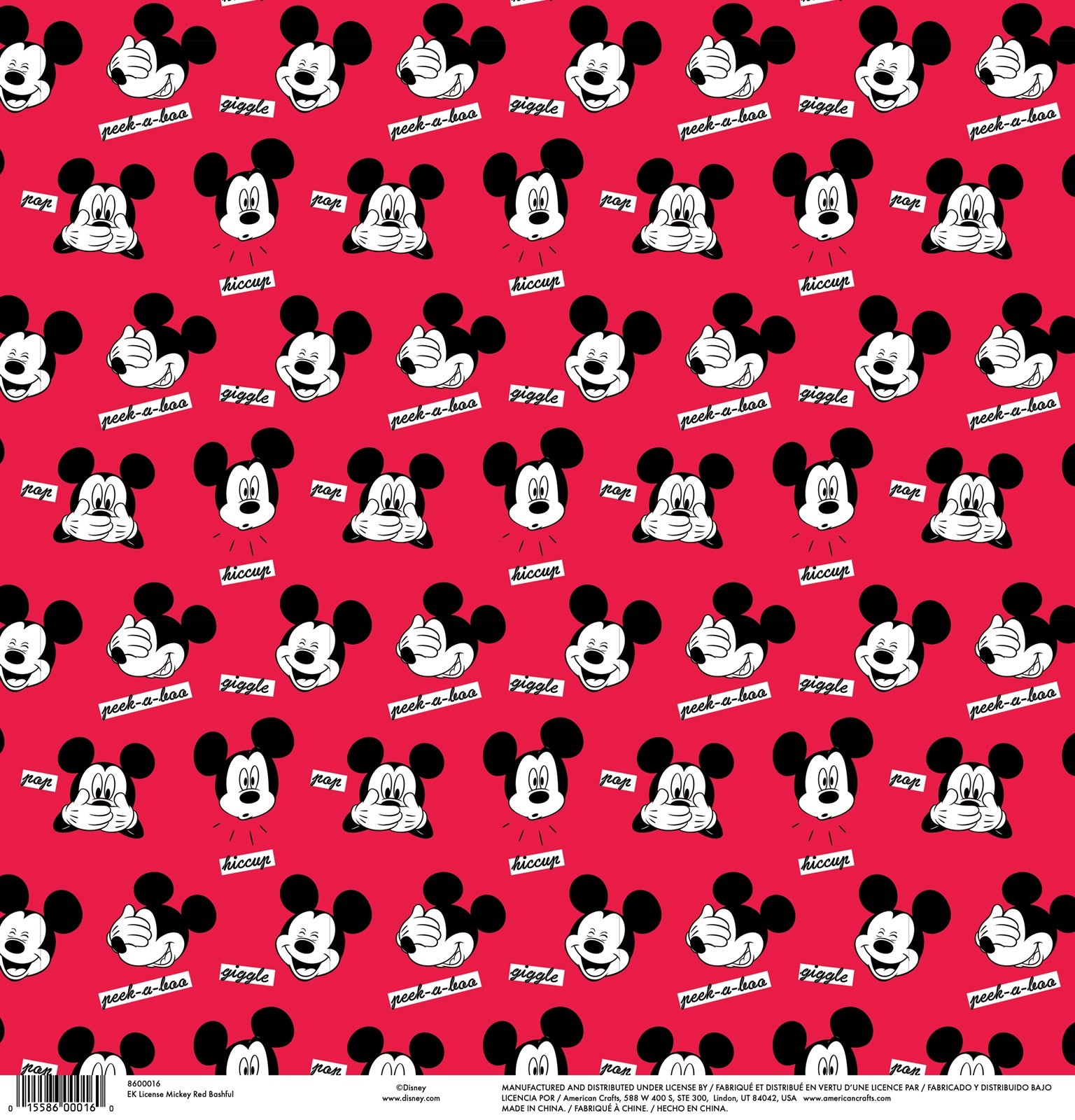 Disney Ek Success MICKEY MOUSE & FRIENDS 12X12 Scrapbook Paper
