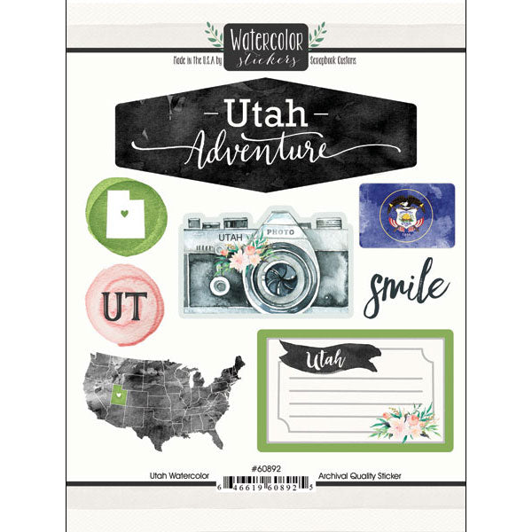 Scrapbook Customs UTAH WATERCOLOR Sticker