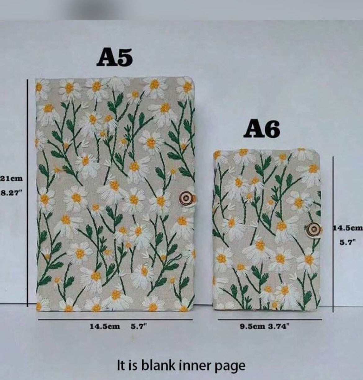 A5 Embroidery DAISY BLANK Journal NoteBook