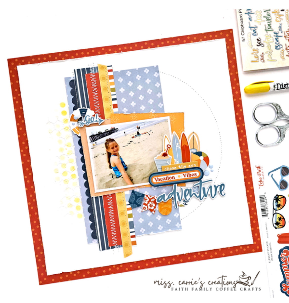 Echo Park SUMMER VIBES Collection Kit 12”X12” 13pc