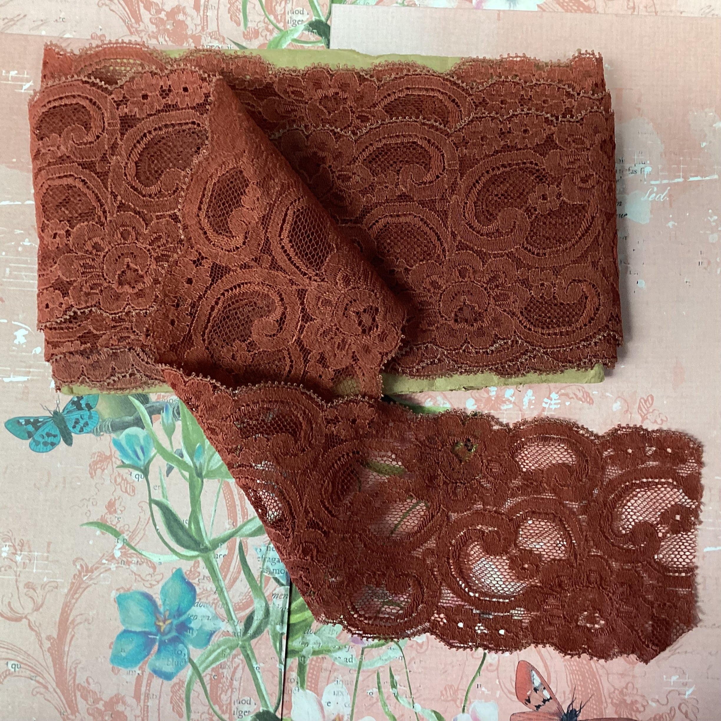 Scrapbooksrus 3” Vintage Lace Terracotta Ribbon Trim