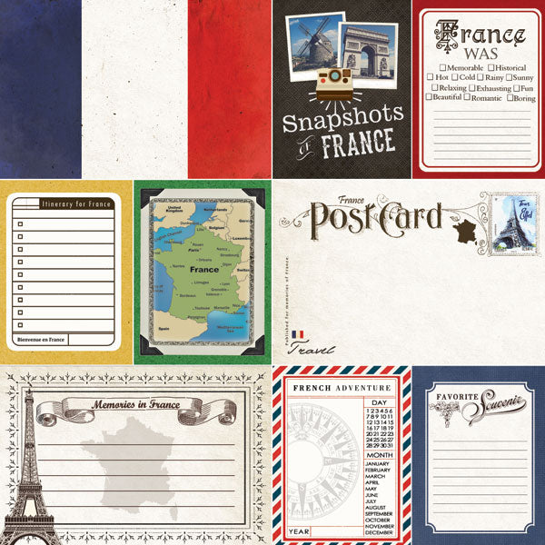 Scrapbooksrus FRANCE ADVENTURE 12”X12” Scrapbook Kit