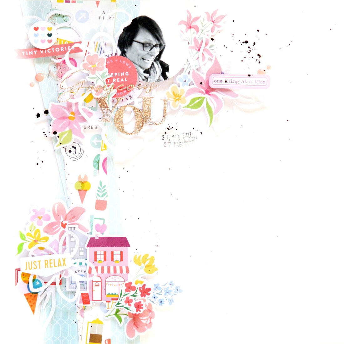 Pinkfresh Studio Keeping It Real DAILY GRIND 12x12 Scrapbook Paper