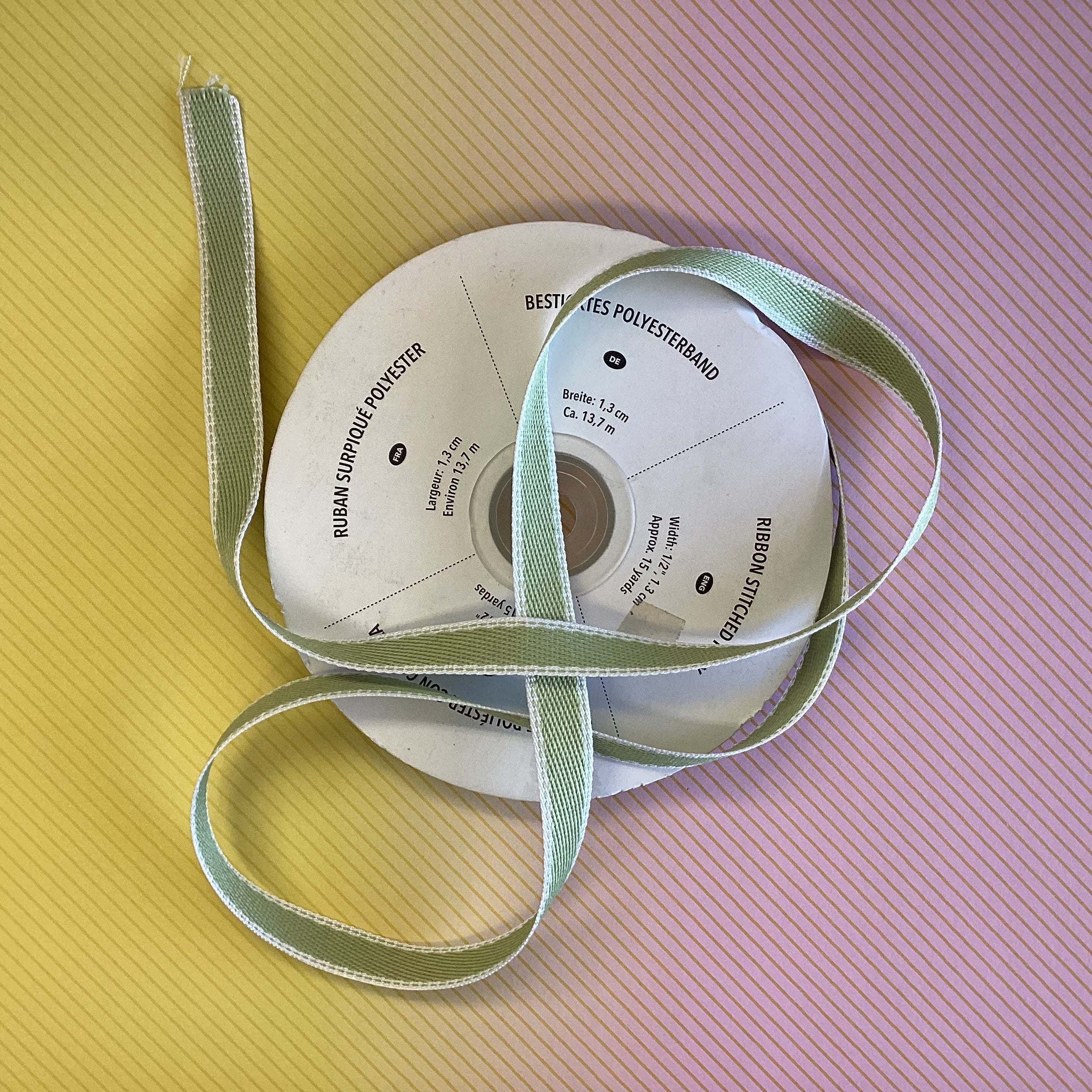 Stampin Up Ribbon 1/2" STITCHED POLY 1 yard