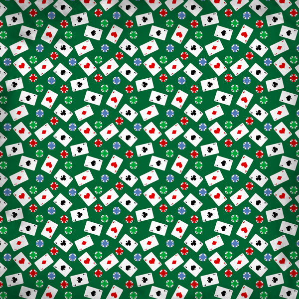 Scrapbook Customs CASINO CARDS & CHIPS 12"X12" Scrapbook Paper
