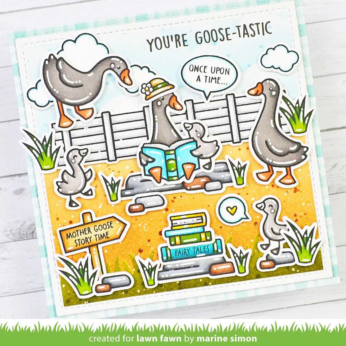 Lawn Fawn SILLY GOOSE SENTIMENT ADD-ON Clear Stamps 10pc