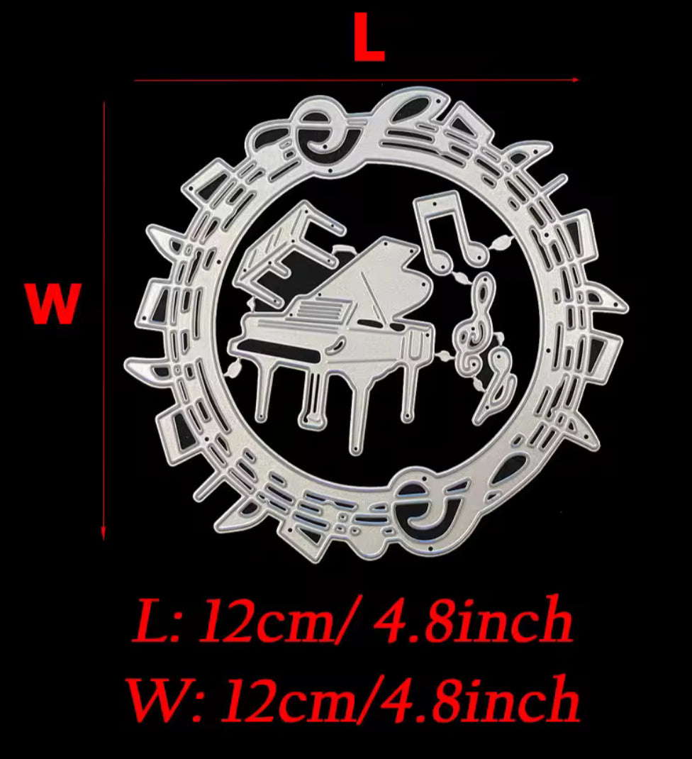 Craft Cutting MUSIC NOTES CIRCLE Metal Dies 6pc