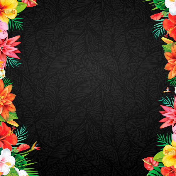 Scrapbook Customs DARK TROPICAL FLORAL 12”X12” Paper Pack